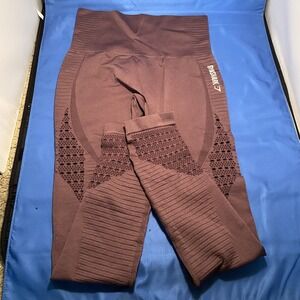 Gymshark Mauve Energy+ Perforated Seamless Cropped Leggings Logo Workout Compres